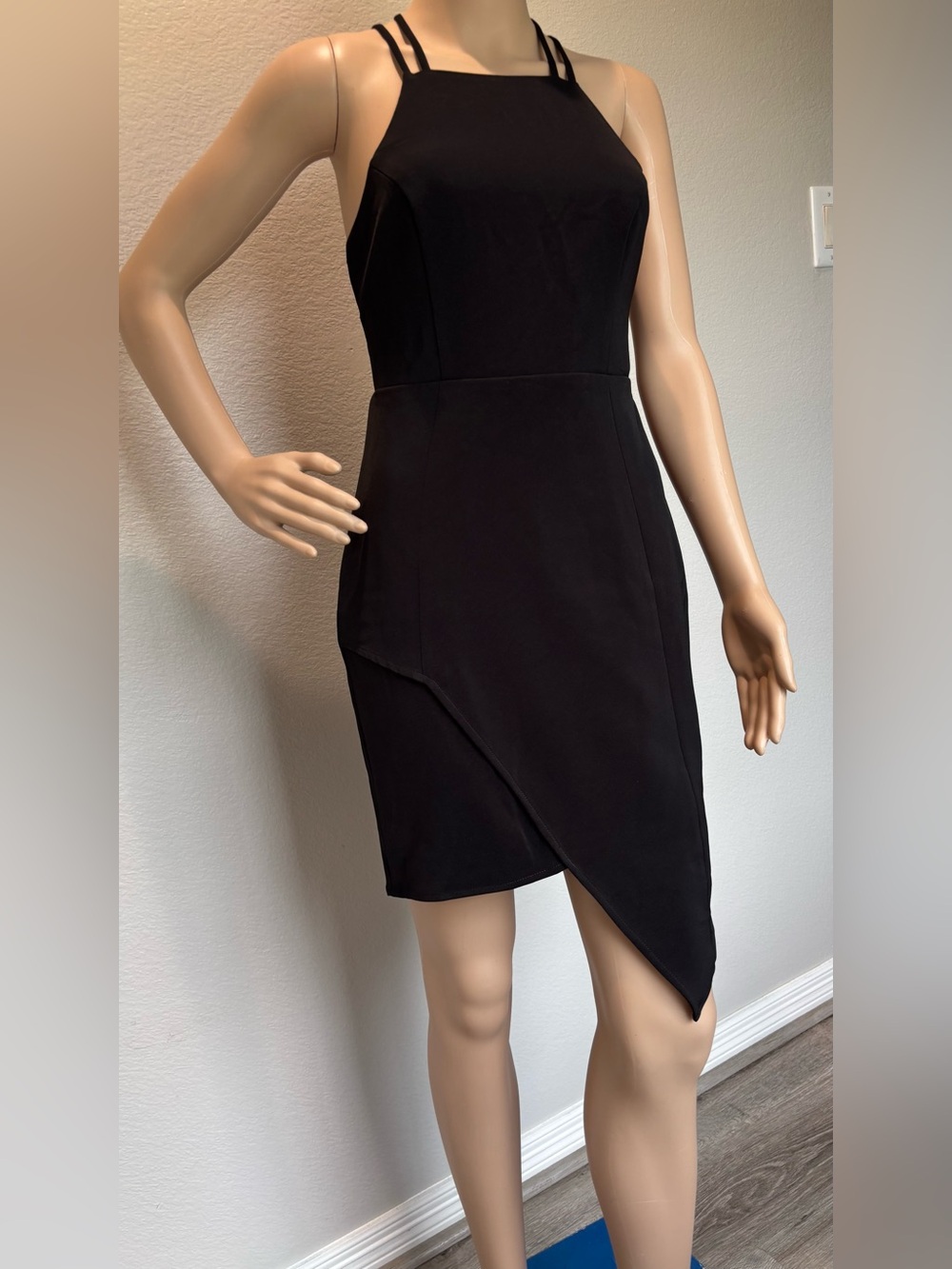 Express Black Asymmetrical Halter Sheath Dress - Picture 8 of 13
